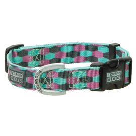 Terrain D.O.G. Patterned Snap-n-Go Collar, 3/4" x 13"-19"/Medium, Mint/Pink/Gray Honeycomb