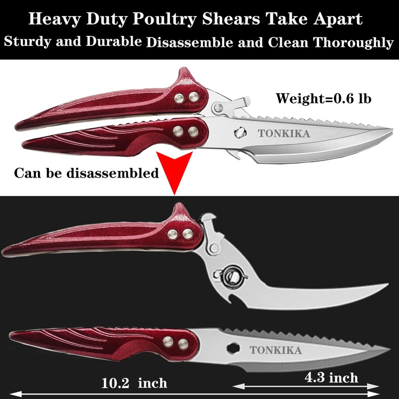 TONKIKA Heavy Duty Poultry Shears, Professional Kitchen Scissors, Kitchen Shears