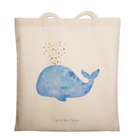 Mr. & Mrs. Panda Whale Confetti Tote Bag, Gift, Beach Bag, Shoulder Bag, Restart, Sea, Separation, Motivation, Shopping Bag, Bath Bag, Holiday, Sea Animals, Jute Bag, Birthday, White, Hand Drawn