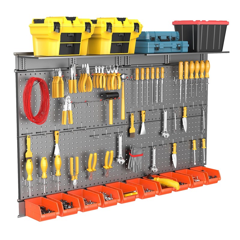 TORACK Metal Pegboard with Peg Board Hooks, Tools Storage Pegboard