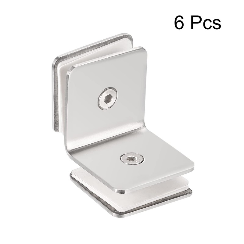 sourcing map Stainless Steel 90 Degree Glass Clamp, 6pcs for
