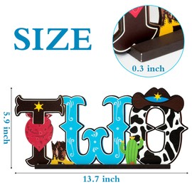 BXawi Western Cowboy TWO Letter Sign Wooden Table Centerpieces Wild West Cowboy Two Years Old Birthday Party Decorations for Boys Retro Horse Rodeo 2nd Birthday Milestone Baby Shower Photo Props