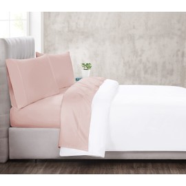 Christian Siriano NY - 300 TC King 4 Piece Sheet and Pillowcase Set - Cotton Sateen Collection - Blush