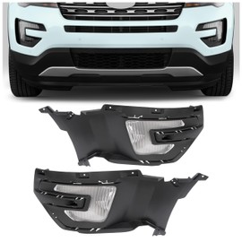HECASA Fog Lights w/Bezels Pair Compatible with 2016-2017 Ford Explorer & 2016-2019 Ford Police Interceptor Utility Base Replacement for FO1038159 FO1039159 Halogen Front Fog Lamp Cover Trim RH & LH