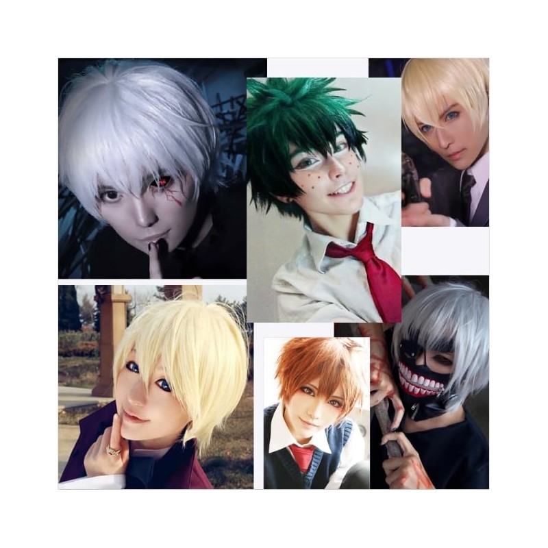 S-noilite Women Mens Short Fluffy Straight Hair Wigs Anime Cosplay