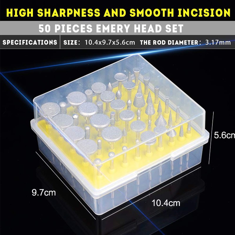 Oudtinz 50pcs Diamond Coated Grinding Head Grinding Burrs Set for