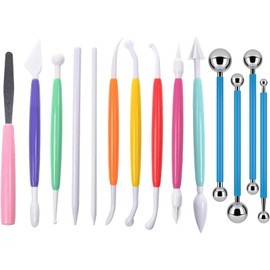 YFFSFDC 14 Piece Spatula Dough Spatula Molding Spatula Clay Carving Tool Craft Clay Round Rod Cleaning Cloth Set