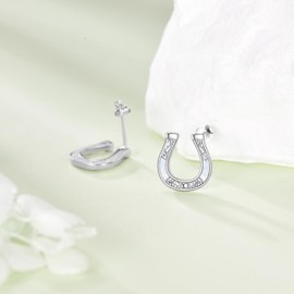 925 Sterling Silver Western Cowboy Boots Horseshoe Cow Earrings Western Jewelry Gift for Cowboys Cowgirls, Silver