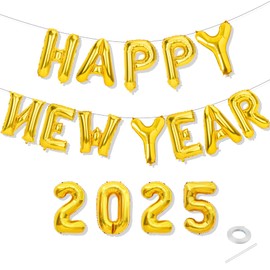 Happy New Year 2025 Balloons Gold 2025 Balloons New Years Eve Party Supplies 2025 New Years Decorations New Years Balloons 16 Inch Happy New Year Banner 2025 New Years Eve Decorations Nye Decorations