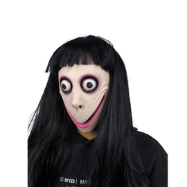 QUEWDIX Halloween Scary Momo Head Mask for Adult Women, Latex