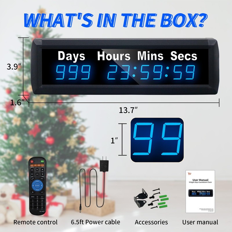 YZ Digital 999 Days Countdown Timer, Count Up/Count Down Clock