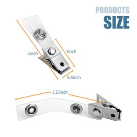 CHTUGEM 30 Pcs Metal Badge Clips with Transparent PVC Straps, Secure Name Tag Clips for ID Cards and Badge Holders