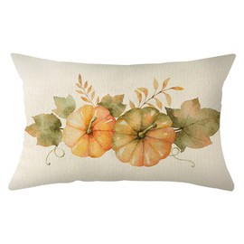Ogiselestyle Pumpkin Fall Leaves Throw Pillow Cover 12x20 Inch, Seasonal Autumn Thanksgiving Harvest Decoration for Home Sofa Couch