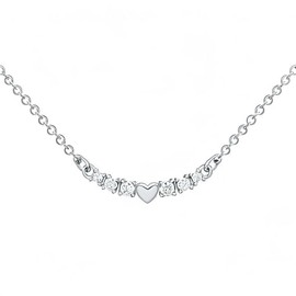 Krstudent 18K diamond peach heart neck chain gradual change diamond simple fashion niche rose gold super fairy heart TF smile necklace (White gold)