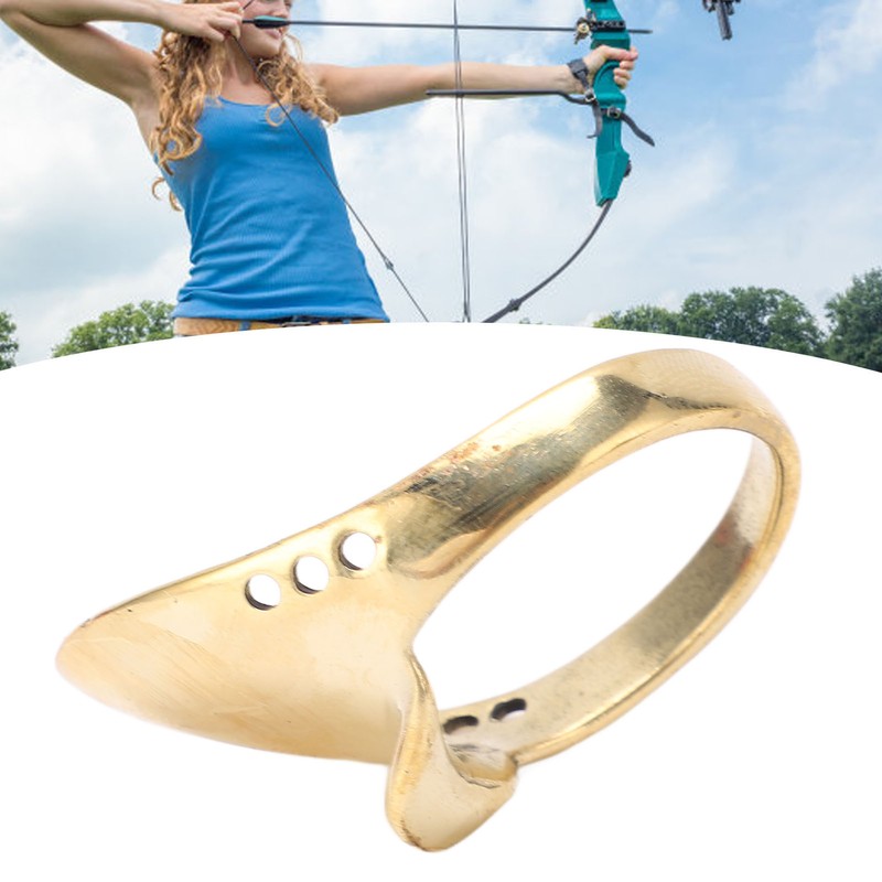 Brass Archery Thumb Ring Portable Finger Protector with Anti Lost