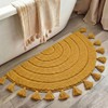 Half Circle Boho Bathroom Rugs with Tassels Hand-Woven