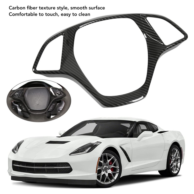 KIMISS Steering Wheel Cover Frame for Corvette C7 2014-2019 Carbon