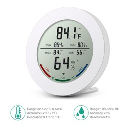 ORIA Digital Hygrometer Thermometer, Temperature and Humidity Monitor with Large LCD Display, Comfort Indicators, MIN/MAX Records, ℃/℉Switch and Trend of Temperature Change for Home, Office ect-White