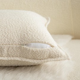 Mandioo Pack of 2 Cushion Covers 30cm x 50cm Decorative Accent Solid Woven Textured Throw Pillow Covers cases Bedroom Living Room Couch Sofa Home 12 x 20 Inch Beige