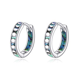 SHEAISRS Moon Phase Earrings 925 Sterling Silver Earrings Men Moon Hoop Earrings Abalone Jewelry For Women Men