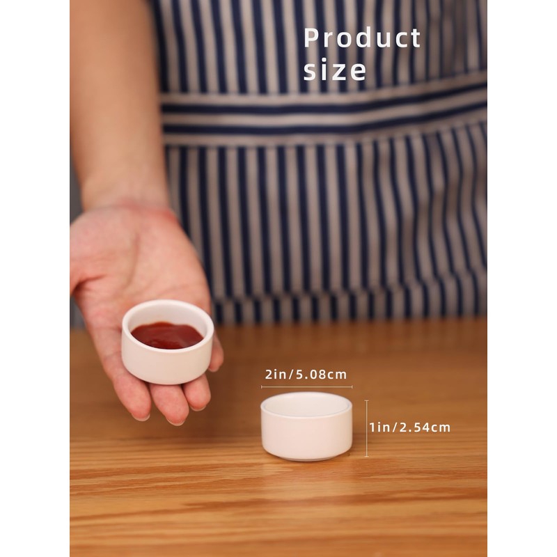 1 oz Mini Porcelain Ramekins Set of 6, Small Ceramics