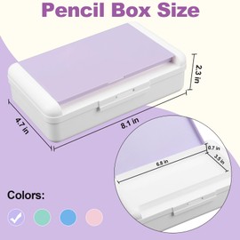 Meiikun Pencil Box, Double Layer Pencil Case, Large Capacity Plastic Pencil Boxes with Snap-tight Lid, Two-Tone Storage Box Organizer for Office School Supplies Teen Girl Boy (Purple)