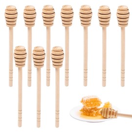 Hsrag 10 Pcs Wooden Honey Mixing Stirrer, 6 Inch Durable Honey Dipper Sticks Honey Spoon