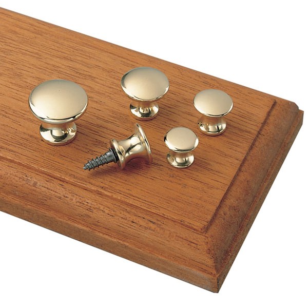 Brass Knob, Diameter 1/2", Height 7/16"