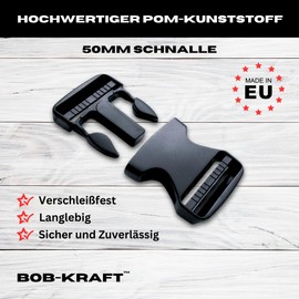 BOB-KRAFT - Buckle 20 mm / 25 mm / 30 mm / 40 mm / 50 mm, Buckle Clasp, Plastic Click Closure, Clip Closure, Buckles for Lap Strap, Replacement Buckle for Backpack, Made in the EU, black