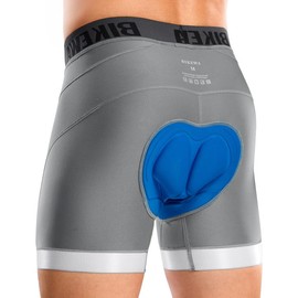 Bikewa Men's Cycling Underwear with Anti-Slip Leg Grips 4D Padded Bike Shorts MTB Liner for Bicycle Biking Riding(Light Grey,M)