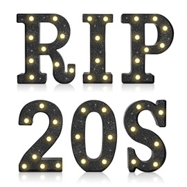 6Pcs 30th Birthday Decorations for Women, RIP 20S Led Light Up Sign Death to My 20s Party Supplies Gifts Favor for Table Wall Decor(Shining Black)