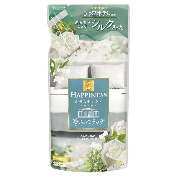 Lenor Happiness Yume Fuwa Touch Fabric Softener, White Tea, Refill Pack (13.5 fl oz/400 ml)