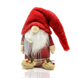 Madanar Pajama Christmas Gnome Plush Holding The Night Before Christmas Swedish Decor for Tiered Tray Shelf Table Decorations (Christmas)