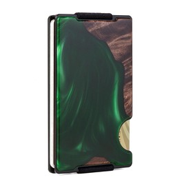 GOLRIDI Minimalist Wallet for Men,Slim RFID Blocking Wallet,Durable Expandable Compact Plate, Matel Credit Card Holder,Cash Strap/Money Clip (Resin Green)