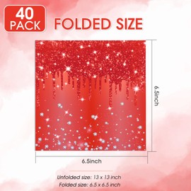 40PCS Paper Napkins Red Napkins Disposable Premium Quality 2-ply Dinner Napkins Disposable Soft, Absorbent, Party Napkin Wedding for Kitchen, Parties, Dinners or Events Party Decorations