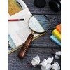 DECONOOR Brass 10X Handheld Magnifier, Wood Handle, Antique, Ideal for