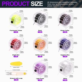 Swpeet 8 Rolls 0.8mm 100 Yards Elastic Cord Kit with Organizing Case and Scissors, 8 Colors Elastic String Flat Stretchy Bracelet String for Jewelry Bracelets Necklace Making and Beading