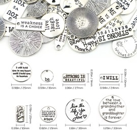 JIALEEY Motivational Charms, Wholesale Bulk Lots Inspirational Message Charm Pendants for Crafting, Jewelry Findings Making Accessory For DIY Necklace Bracelet, 30PCS
