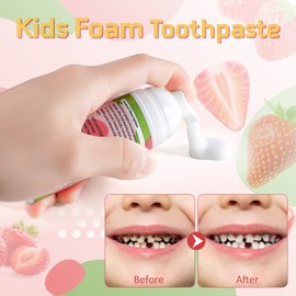 Foam Toothpaste Kids,Foaming Toothpaste Kids for U Shaped Toothbrush,Natural Formula Toothpaste,Deeply Cleaning Gums,Kids Oral Care Toothpaste, (Strawberry &Blueberry) | FRDUGA
