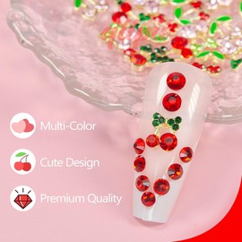 qiipii qiipii 32Pcs 3 Styles 3D Cherry Nail Charms Red Pink Cherries Nail Art Rhinestones Shiny Gems Studs Cute Fruit Diamonds Crystals Luxury Jewelry Supplies for Nails Face Makeup Crafts Phones Scrapbook