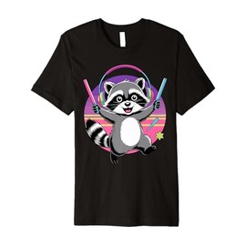 Cute Raccoon Rave Party Glowstick Premium T-Shirt