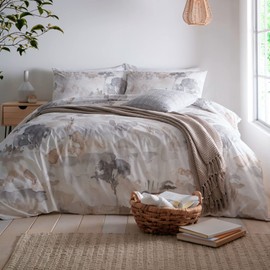 Appletree - Linen Landscape Duvet Cover - Single Bedding Size (140 x 200cm) - Soft 100% Cotton - 1 Pillowcase - Watercolour Art Bedding in Natural - Linen Duvet Cover - Abstract Print Duvet