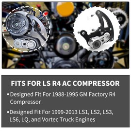 LS Swap R4 AC Compressor High Mount Bracket Kit with Belt Tensioner Fit for Chevy GMC SUV Truck Vortec Engines LS1 LS2 LS3 LS6