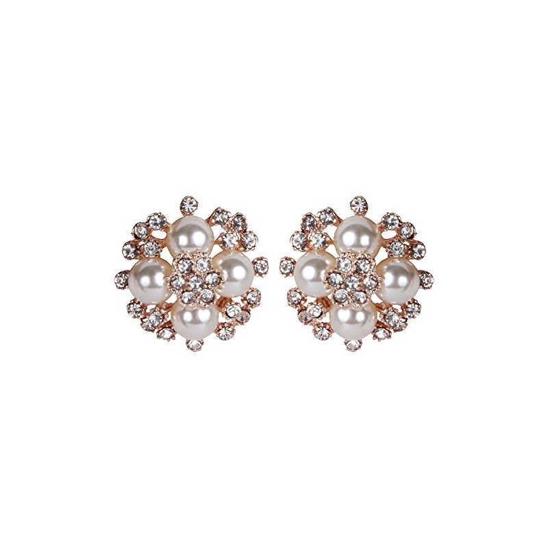 ASHI'S Collection rounded stud ear-ring with exquisite crystal and pearl.