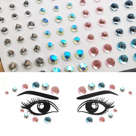 Eye Body Face Gems Jewels Rhinestone Stickers Acrylic Self Adhesive Crystal Rainbow Makeup Diamonds Face Tattoo Stick Gems for Women Festival Accessory DIY Crafts and Nail Art Decorations 3 Sheets