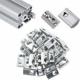 DAYALO Pack of 60 T-Slot Nuts M4 with Ball Nut 6, 20 Series M4 Aluminium Profile 20 x 20 Carbon Steel, T Nuts Screws Set for Aluminium Profile, European Standard