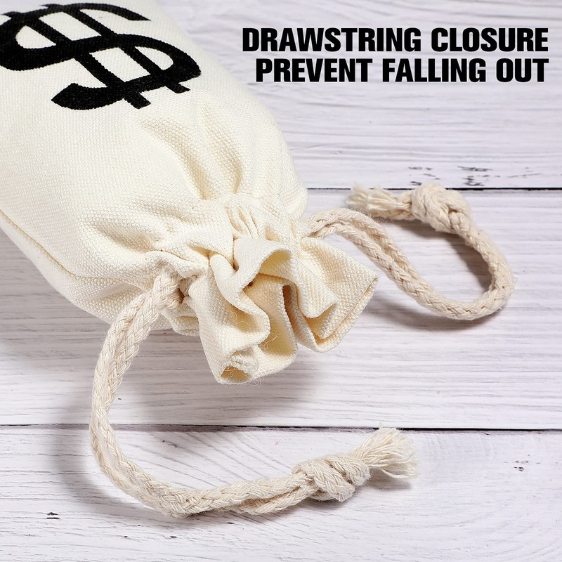 48 Pieces Money Bag Pouch with Drawstring Closure Canvas Cloth
