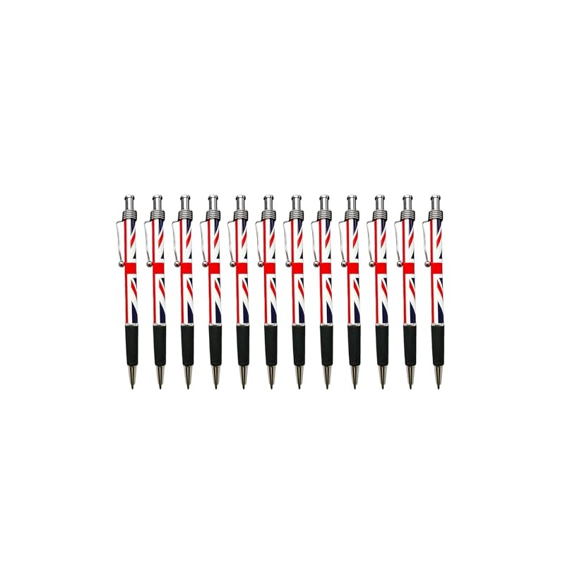 LILAJ Set of 12 Union Jack Flag Retractable Ballpoint Pens