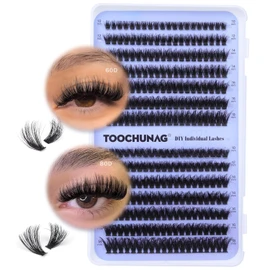 Fluffy Lash Clusters 60D+80D Thick Eyelash Clusters D Curl Wispy Individual Lashes 10-18mm Cluster Eyelash
