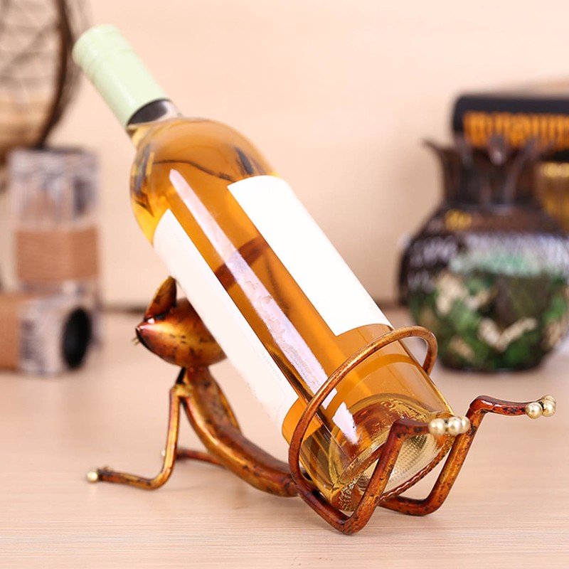 Cat Wine Holder Innovative Modern Style Decorative Metal Cat Shaped